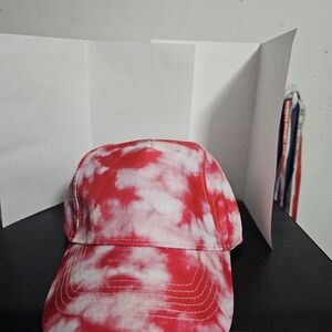Vibrant Red and White Tie-Dye Hat